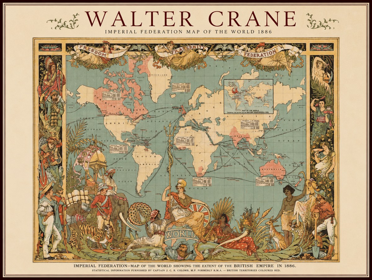 Walter Crane Imperial Federation Map of the World 1886 No1 - Poster