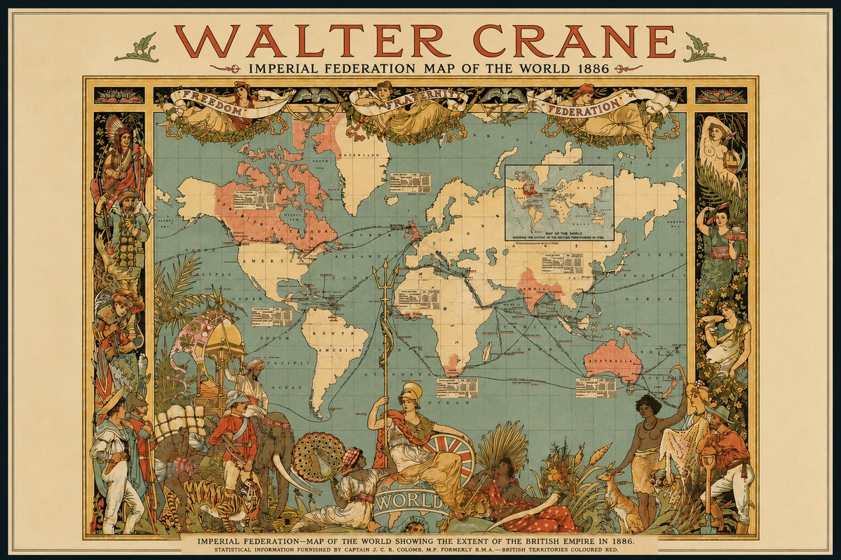 Walter Crane Imperial Federation Map of the World 1886 No3 - Poster