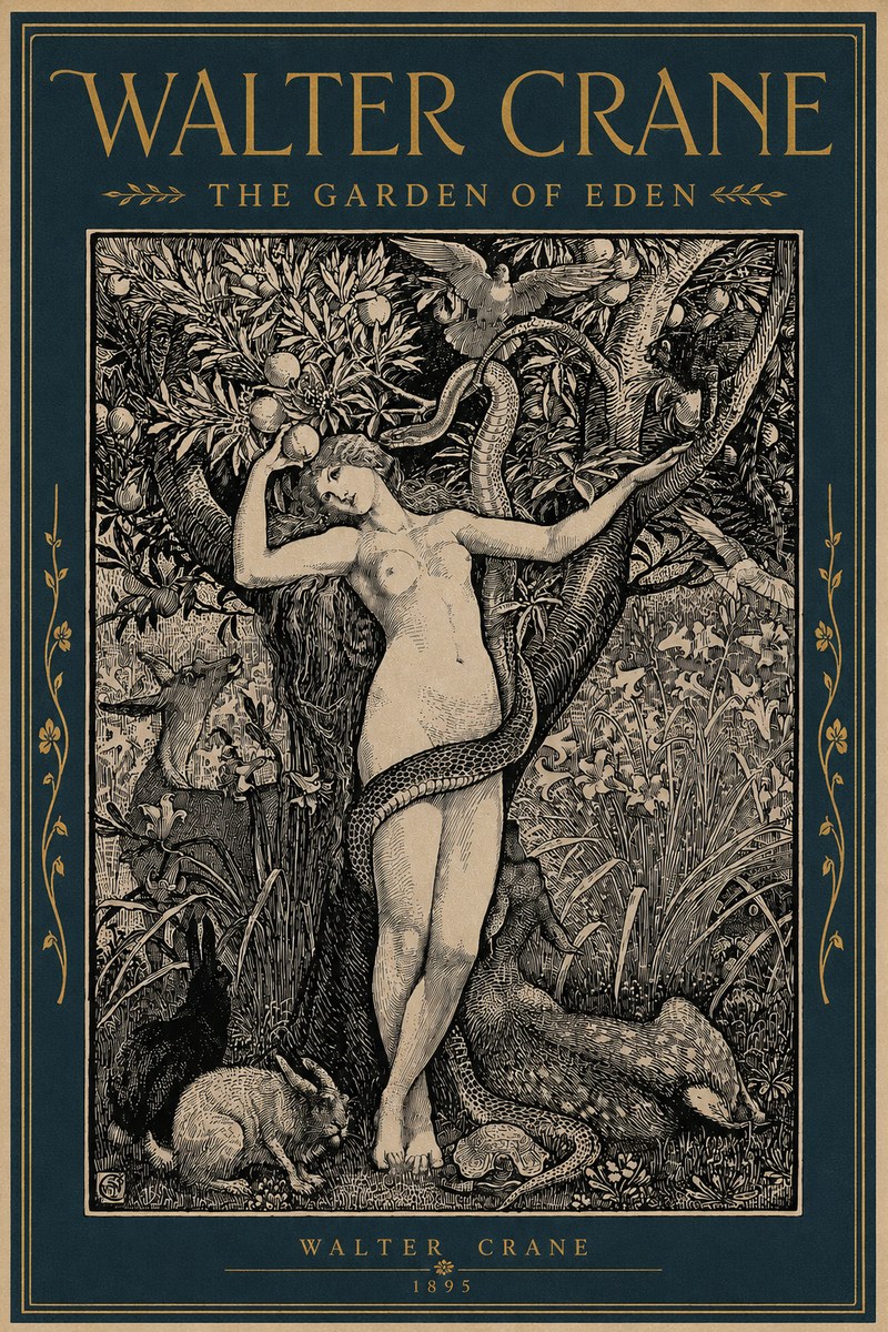 Walter Crane The Garden of Eden No4 - Poster