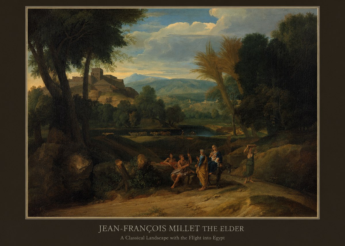 Jean-François Millet A Classical Landscape with the Flight into Egypt No5 - Poster