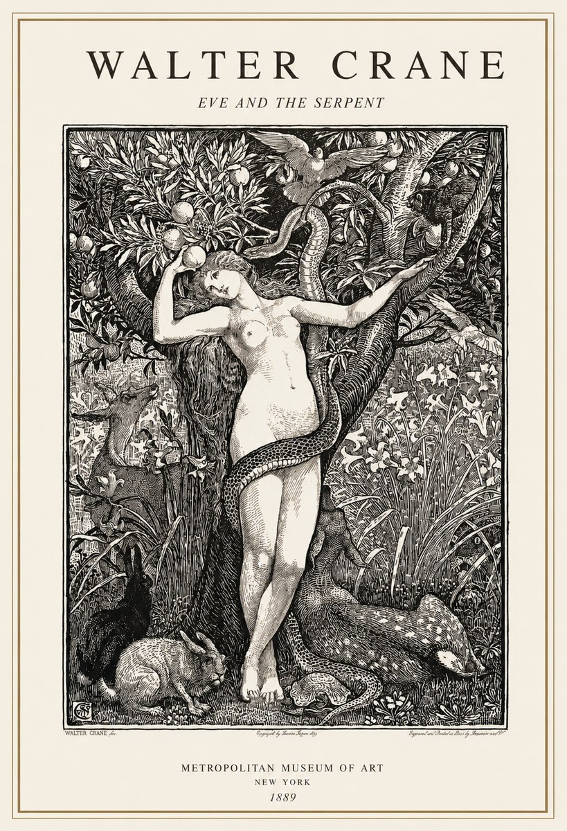 Walter Crane Eve and the Serpent No1 - Poster