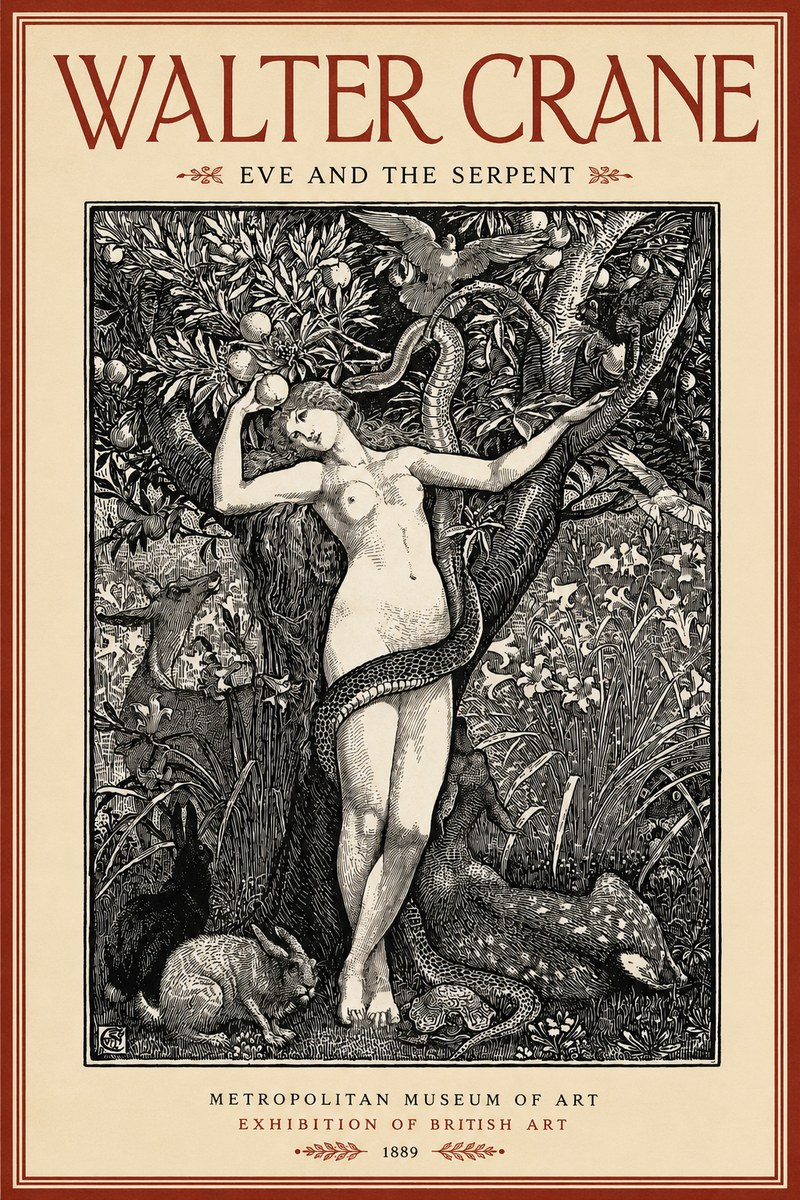 Walter Crane Eve and the Serpent No2 - Poster