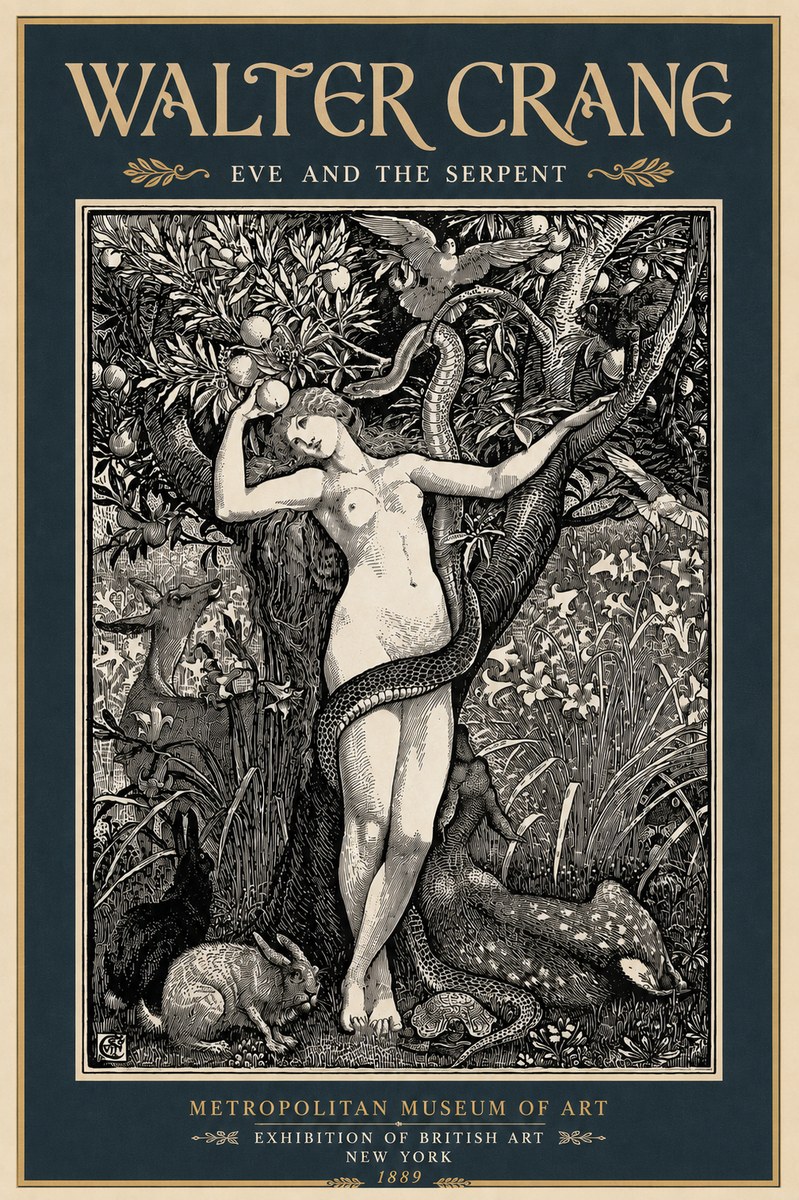 Walter Crane Eve and the Serpent No6 - Poster