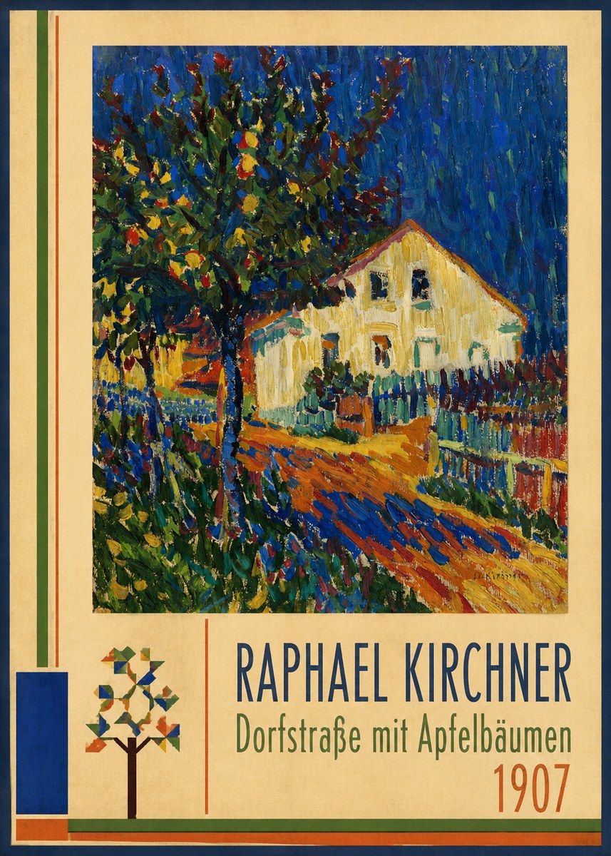 Raphael Kirchner Dorfstraße Mit Apfelbäumen No2 - Poster