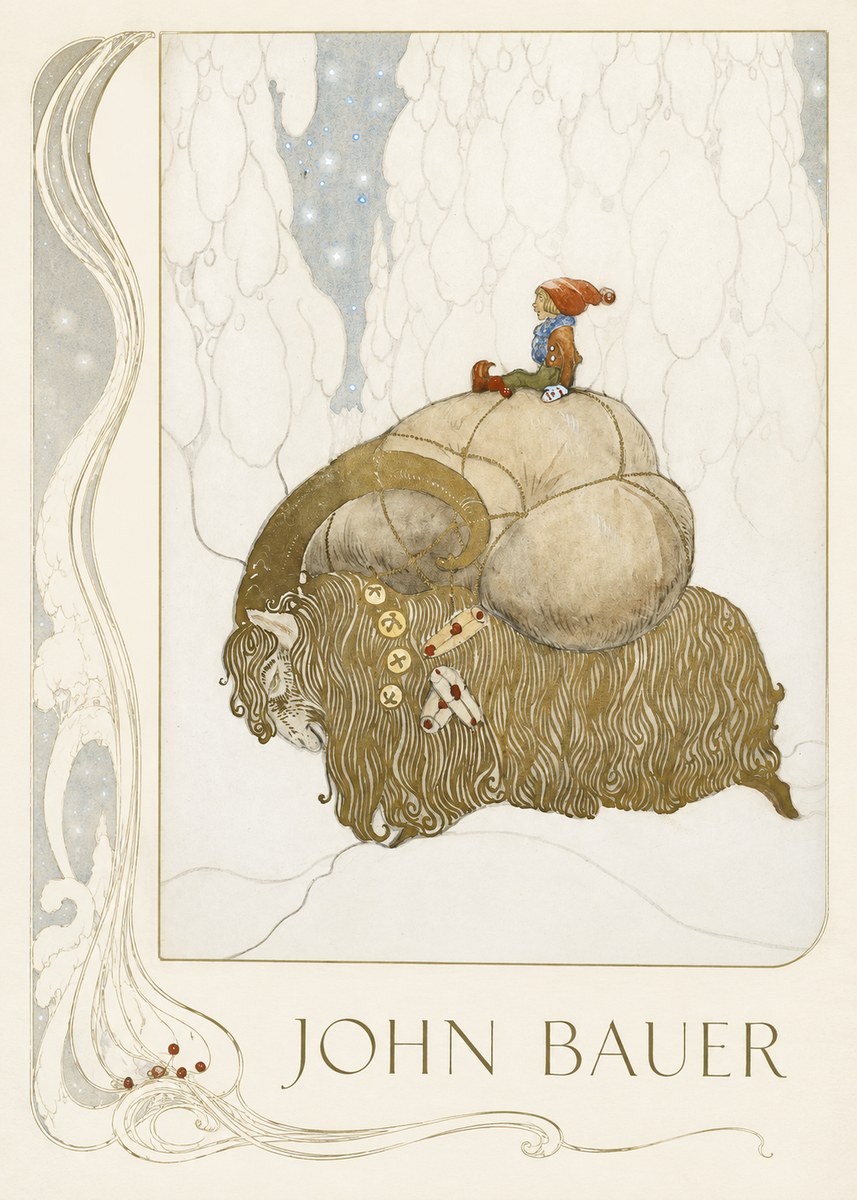 John Bauer The Boy and the Musk Ox No2 - Poster