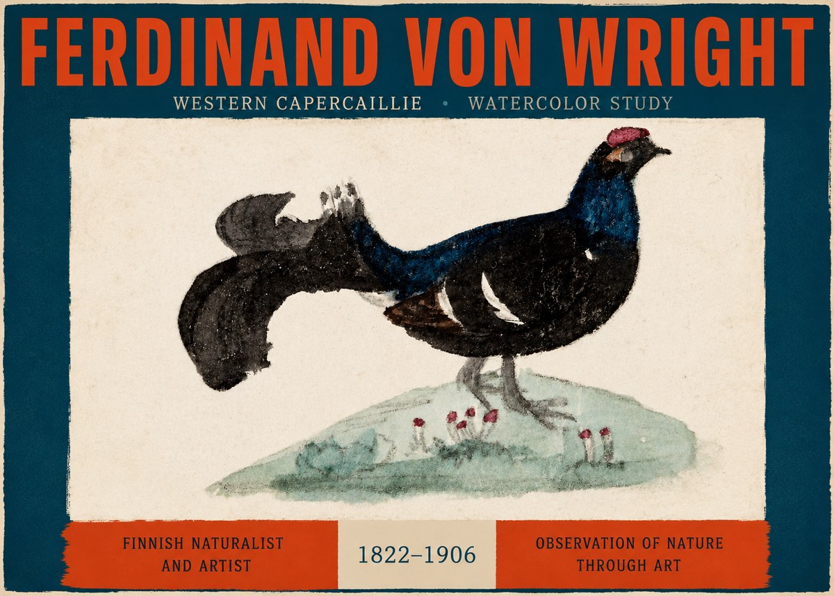 Ferdinand von Wright Western Capercaillie - Watercolor Study No2 - Poster