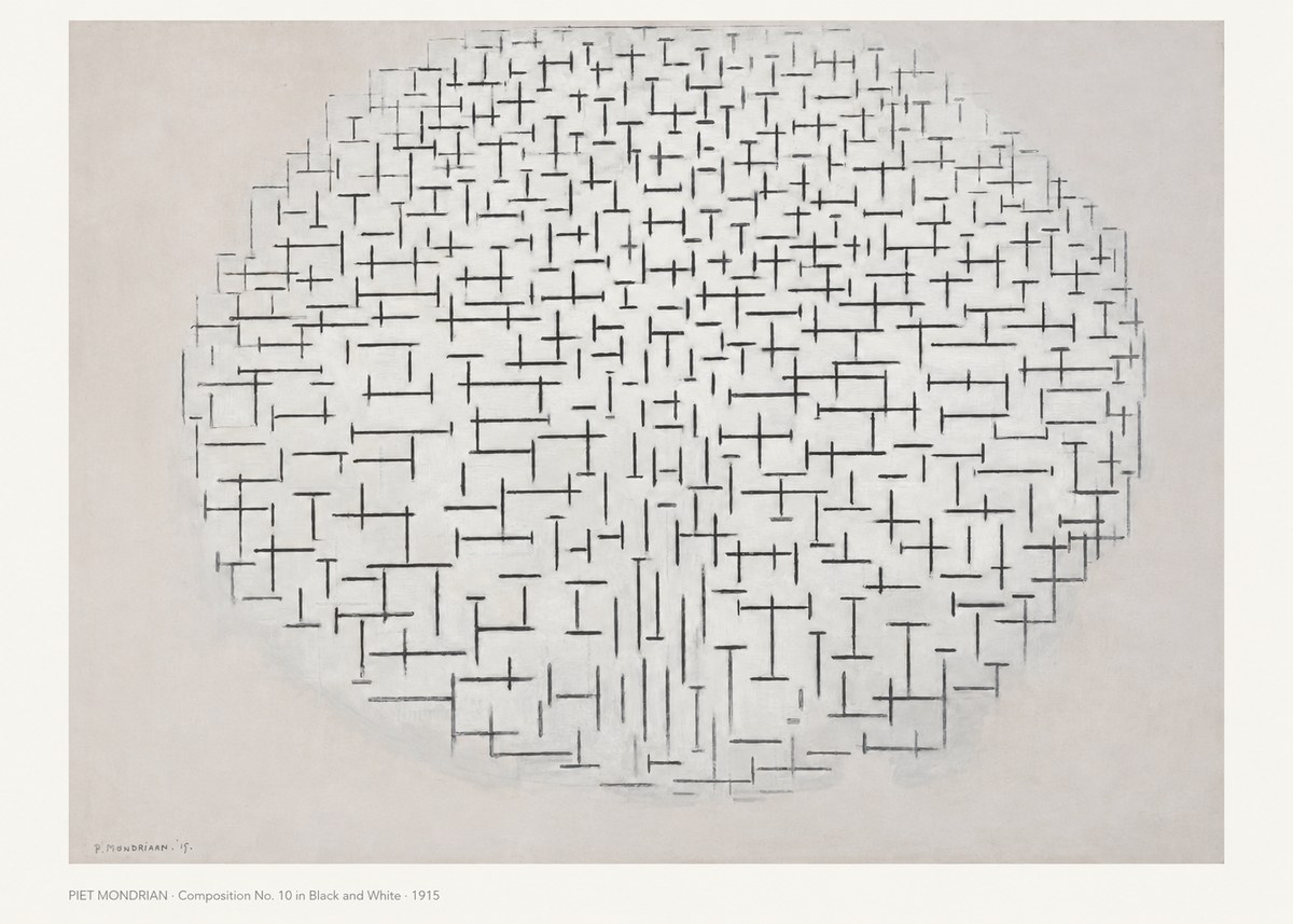 Piet Mondrian Composition 10 in Black and White No6 - Poster