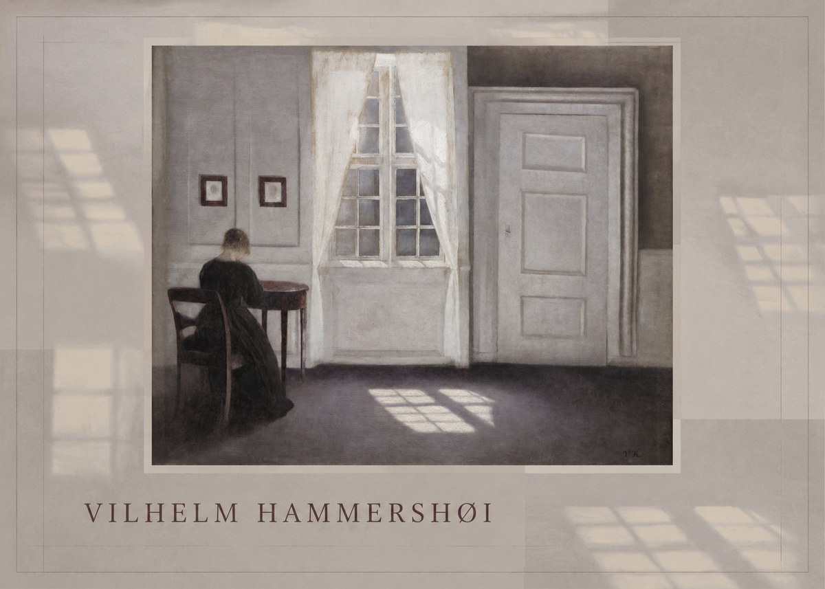 Vilhelm Hammershøi Interior with a Woman at a Table No3 - Poster