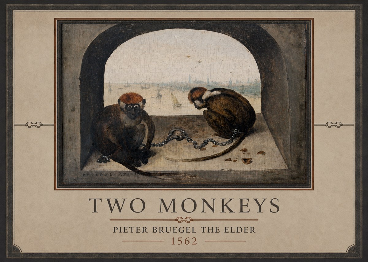Pieter Bruegel Two Monkeys II No1 - Poster