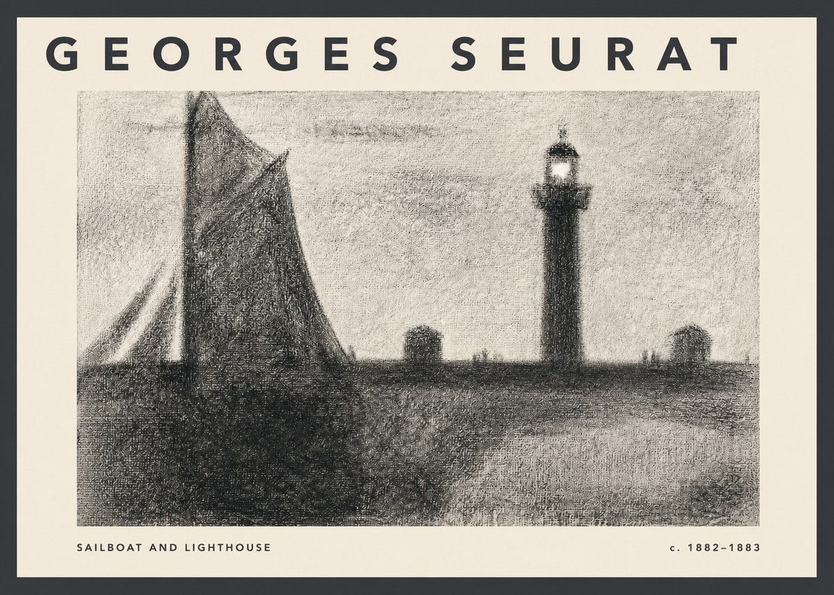 Seurat Sailboat and Lighthouse No2 - Poster