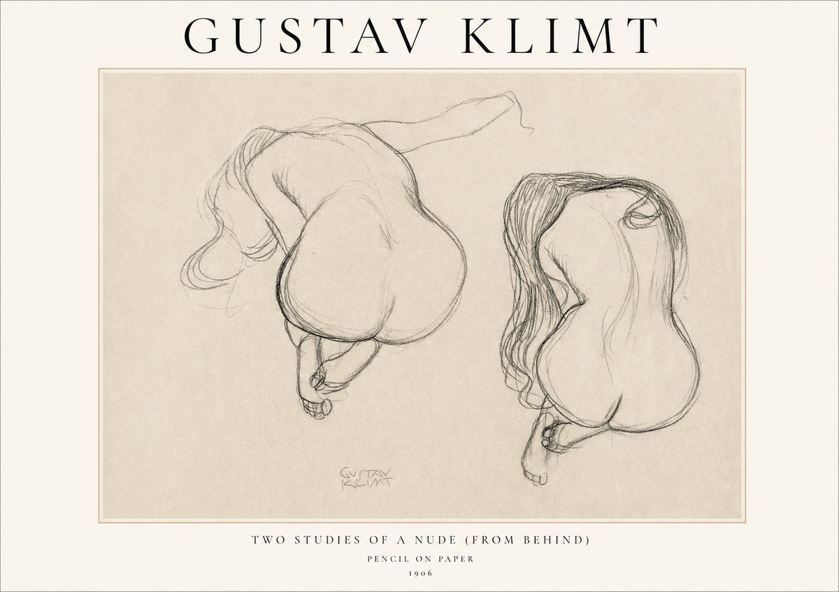 Klimt Two Studies of a Nude (from Behind) No1 - Poster