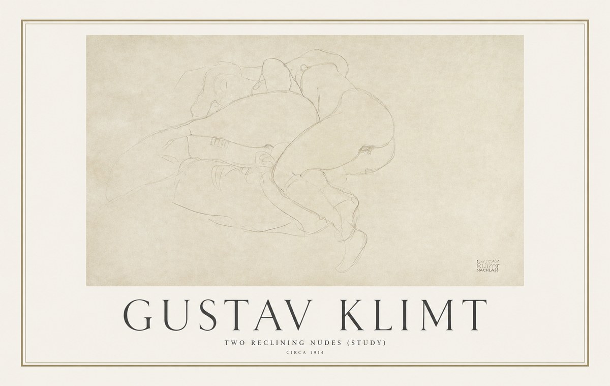Klimt Two Reclining Nudes (Study) No1 - Poster