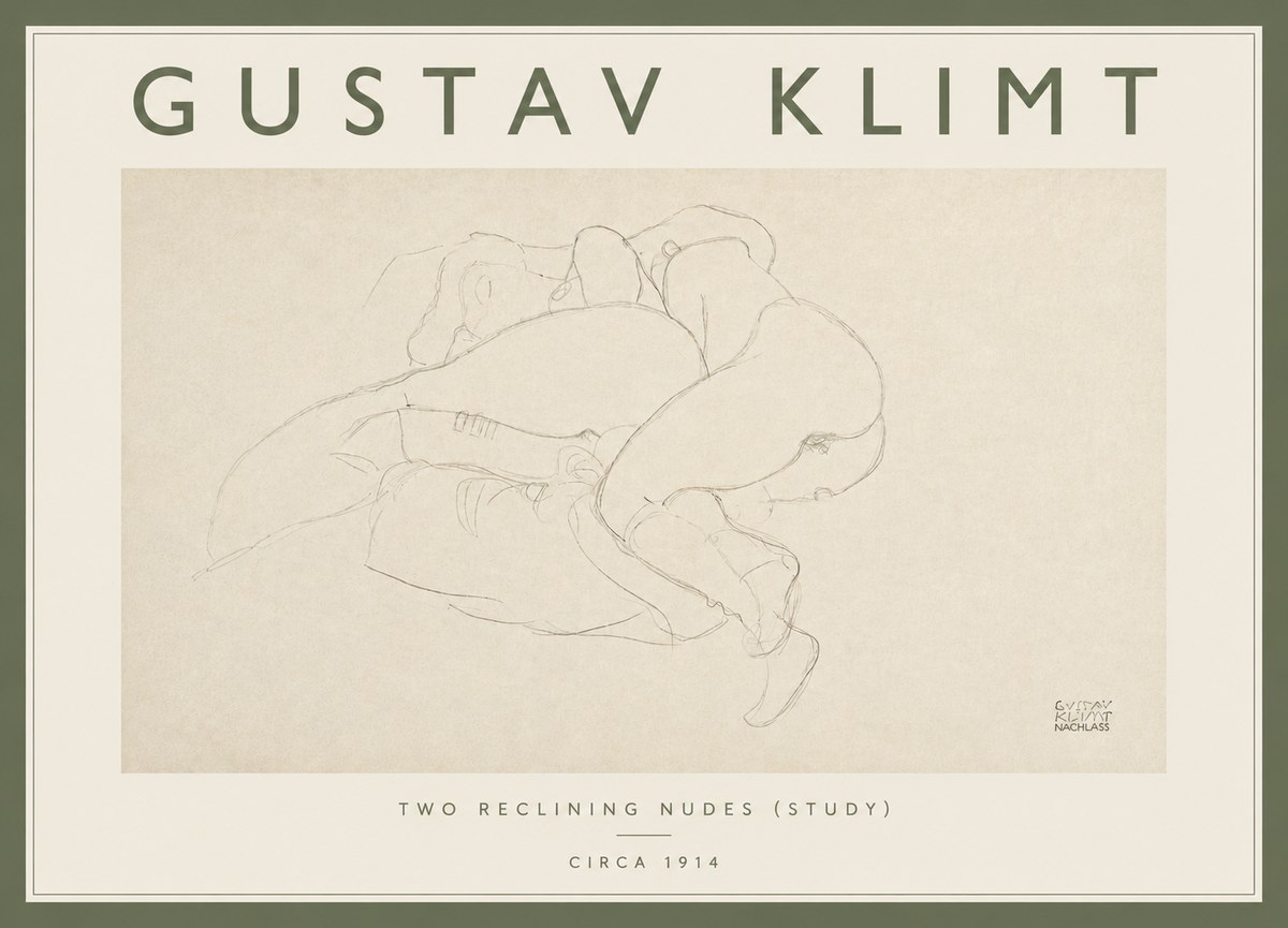 Klimt Two Reclining Nudes (Study) No4 - Poster