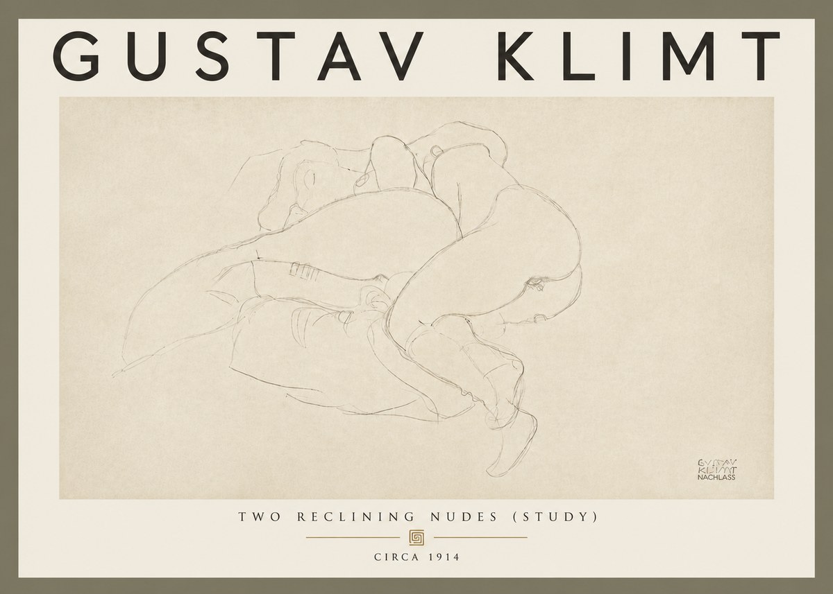 Klimt Two Reclining Nudes (Study) No5 - Poster