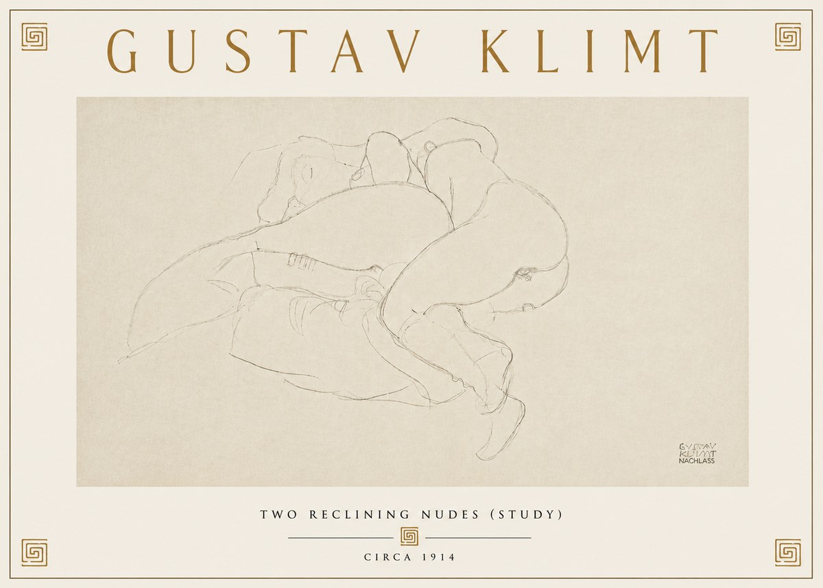Klimt Two Reclining Nudes (Study) No6 - Poster