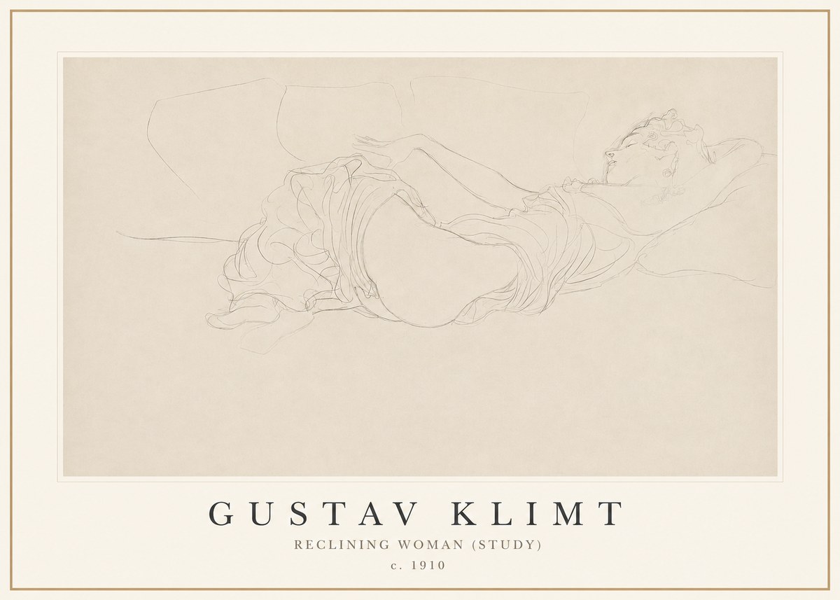 Klimt Reclining Woman (Study) No1 - Poster