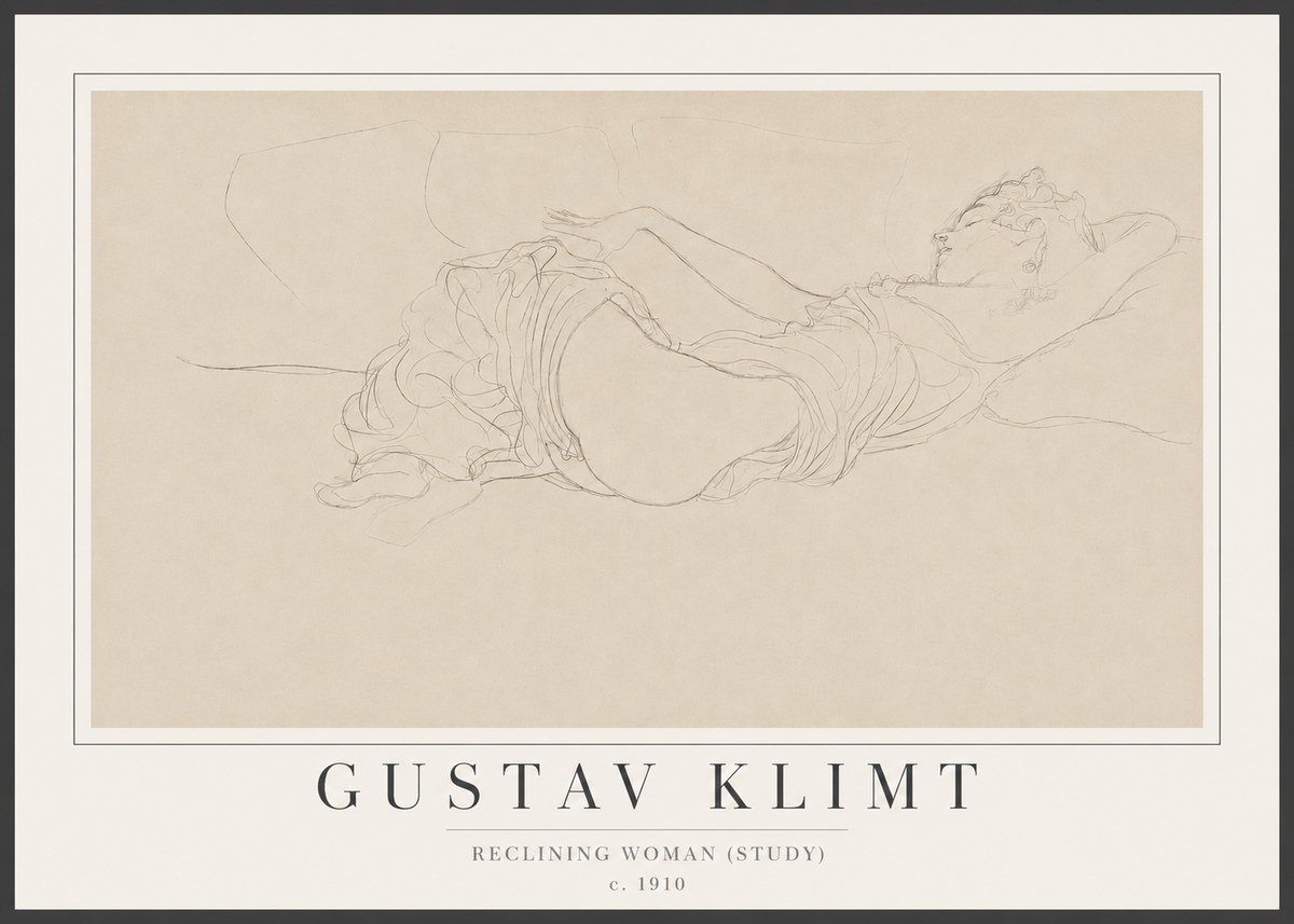 Klimt Reclining Woman (Study) No2 - Poster
