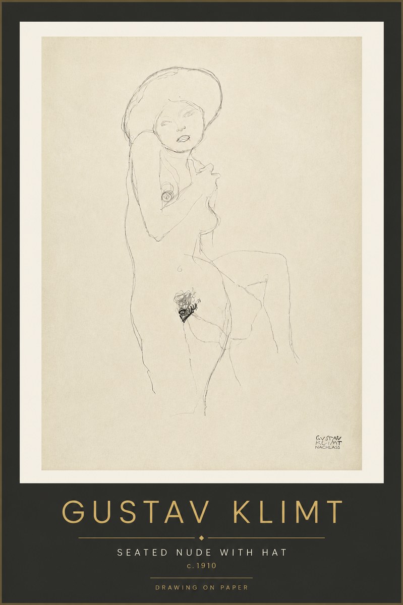 Klimt Seated Nude with Hat No4 - Poster