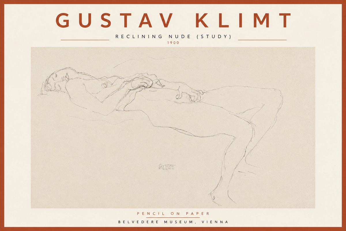 Klimt Reclining Nude (Study) No5 - Poster