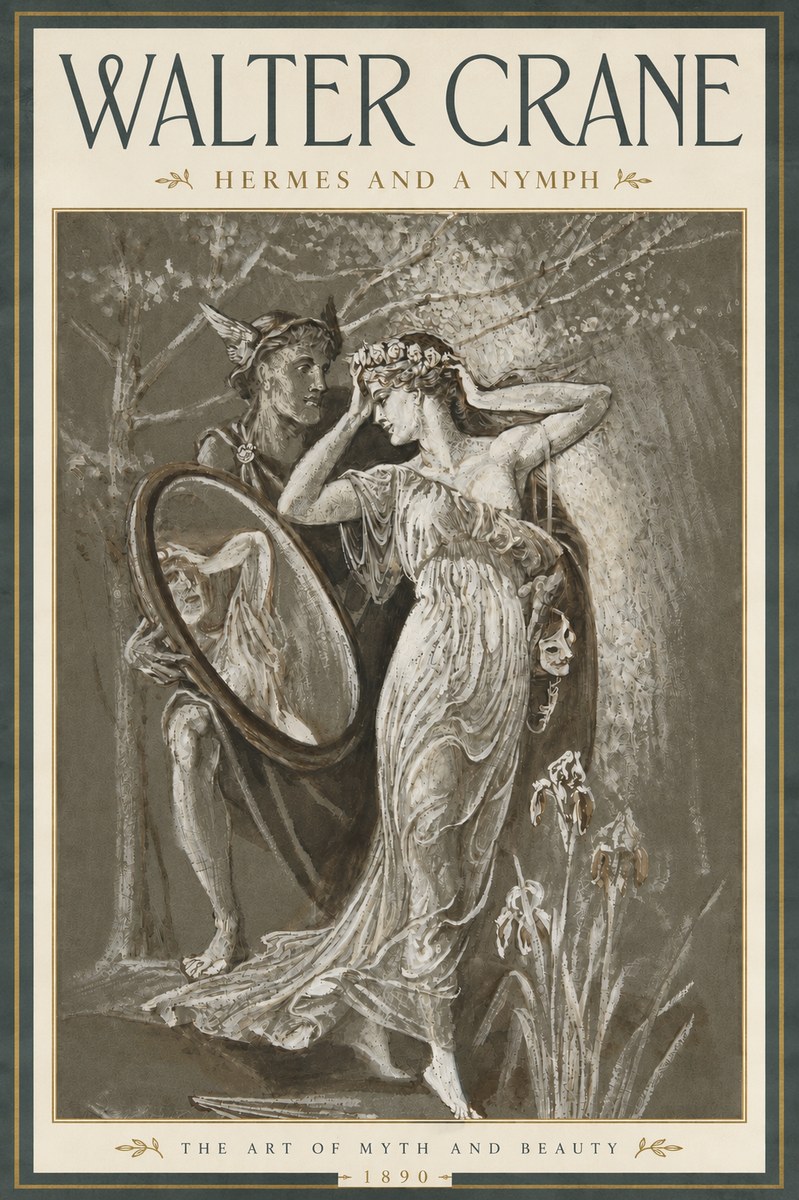 Walter Crane Hermes and a Nymph No4 - Poster
