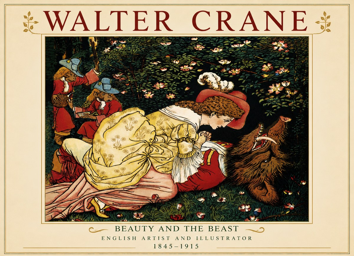 Walter Crane Beauty and the Beast No4 - Poster