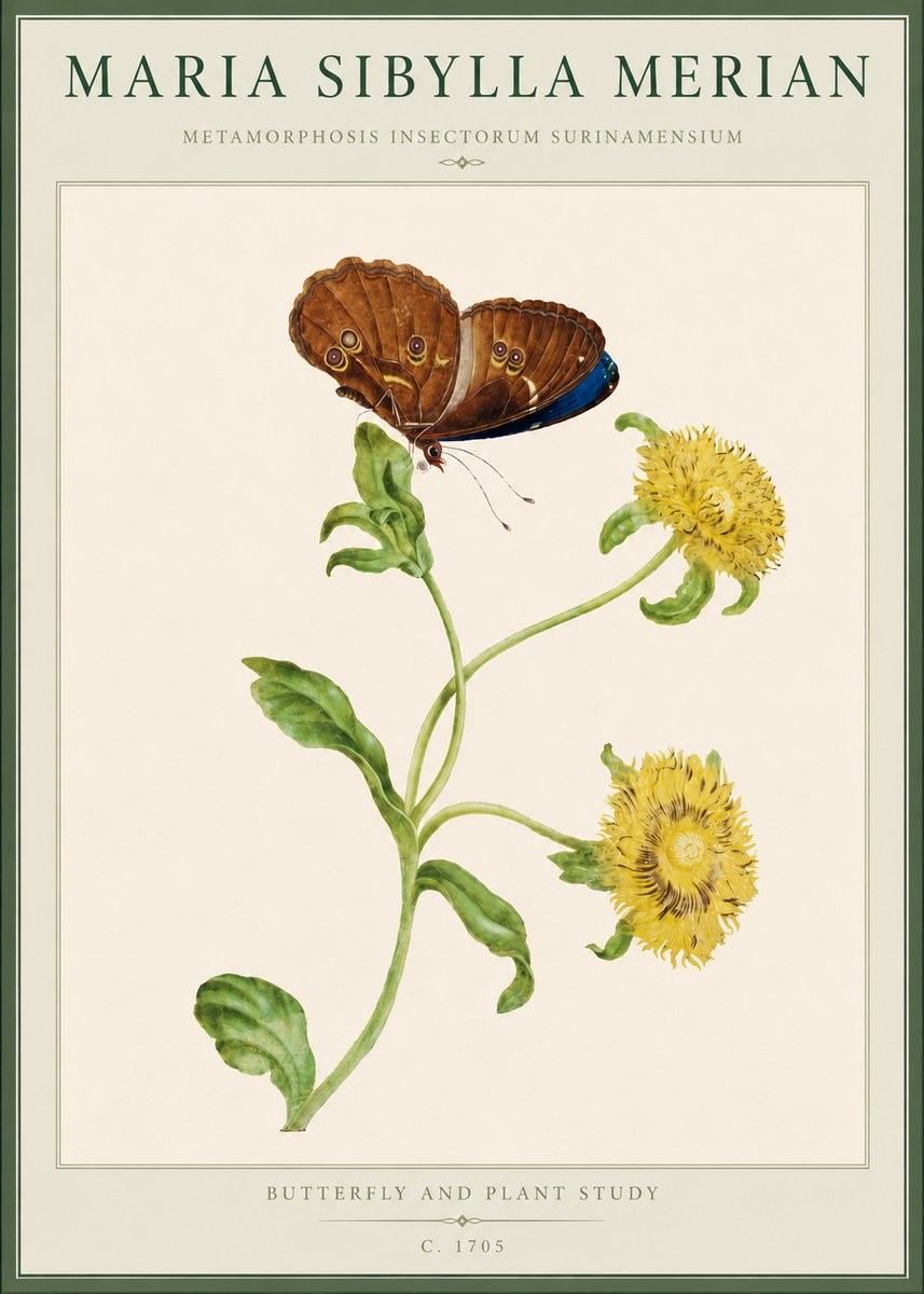 Maria Sibylla Merian Butterfly and Plant Study No4 - Poster