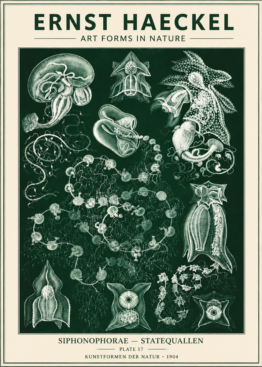 Ernst Haeckel Siphonophorae. — Statequallen. Plate 17 No6 - Poster