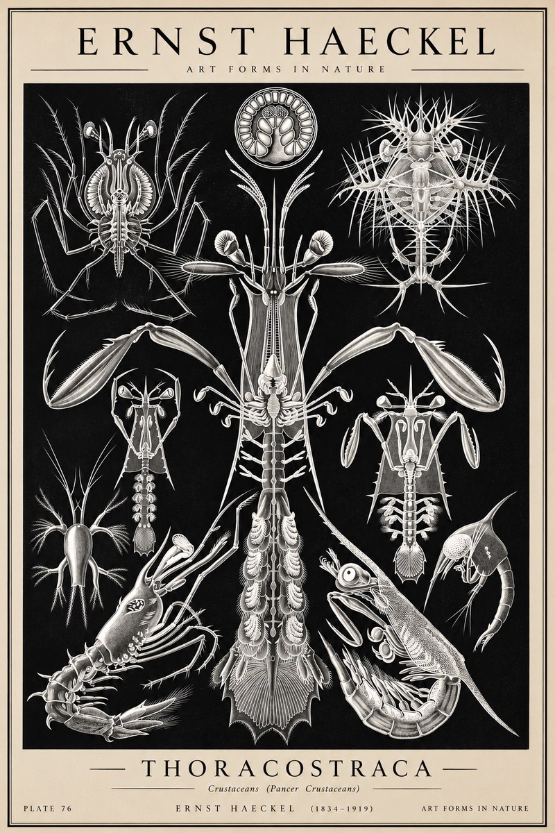 Ernst Haeckel Thoraocostraca - Crustaceans - Plate 76 No2 - Poster