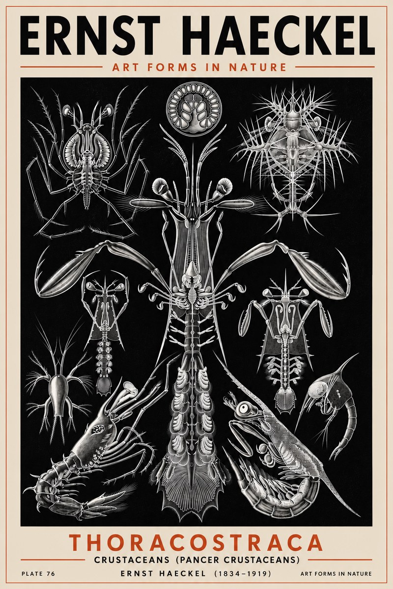 Ernst Haeckel Thoraocostraca - Crustaceans - Plate 76 No5 - Poster