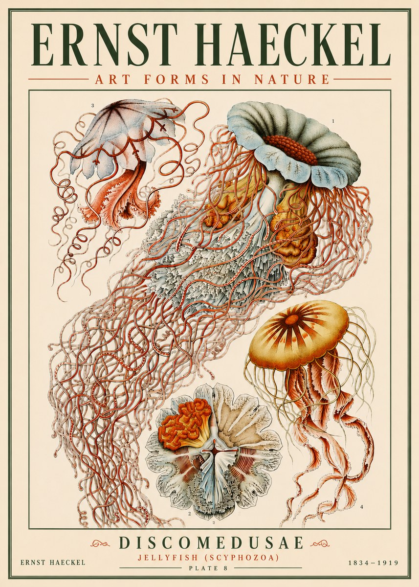 Ernst Haeckel Discomedusae — Jellyfish No6 - Poster