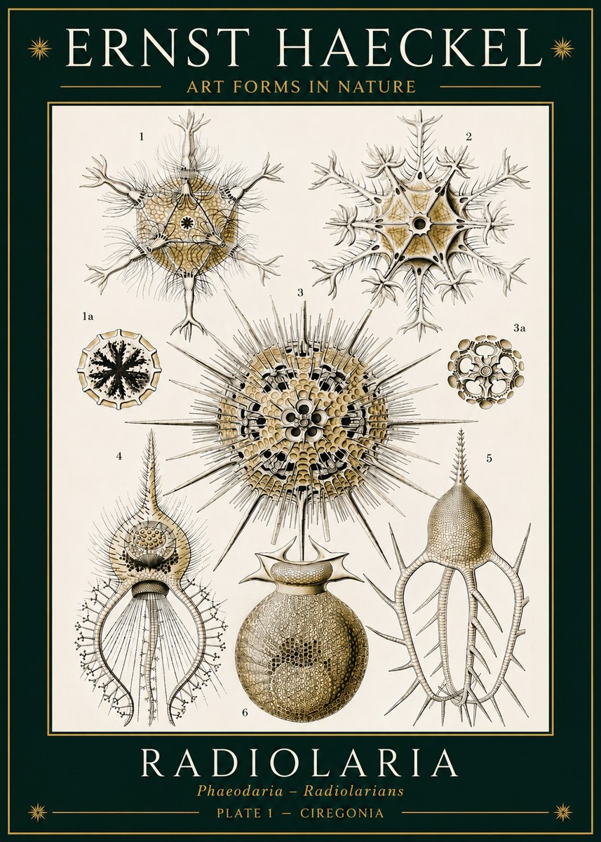 Ernst Haeckel Radiolaria - Plate 1 - Ciregonia No3 - Poster