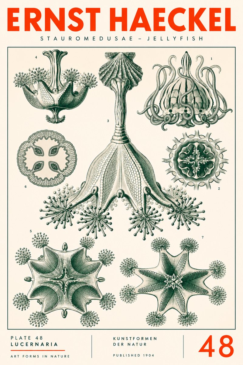 Ernst Haeckel Stauromedusae – Jellyfish No3 - Poster