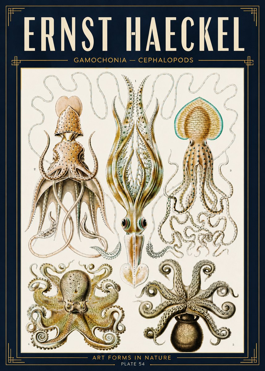 Ernst Haeckel Cephalopods Octopuses and Squid No5 - Poster