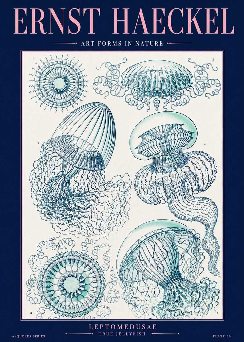Ernst Haeckel Leptomedusae True Jellyfish No2 - Poster