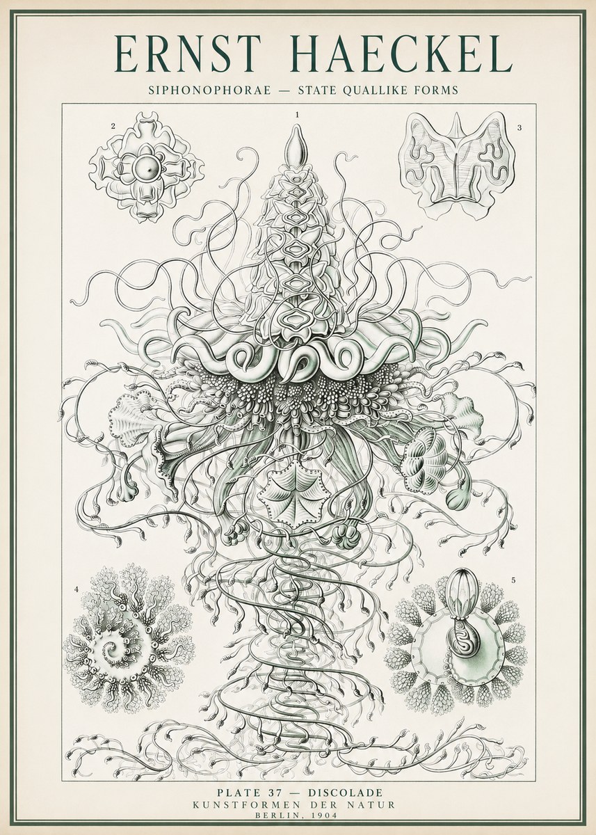 Ernst Haeckel Siphonophorae – State Quallike Forms No1 - Poster