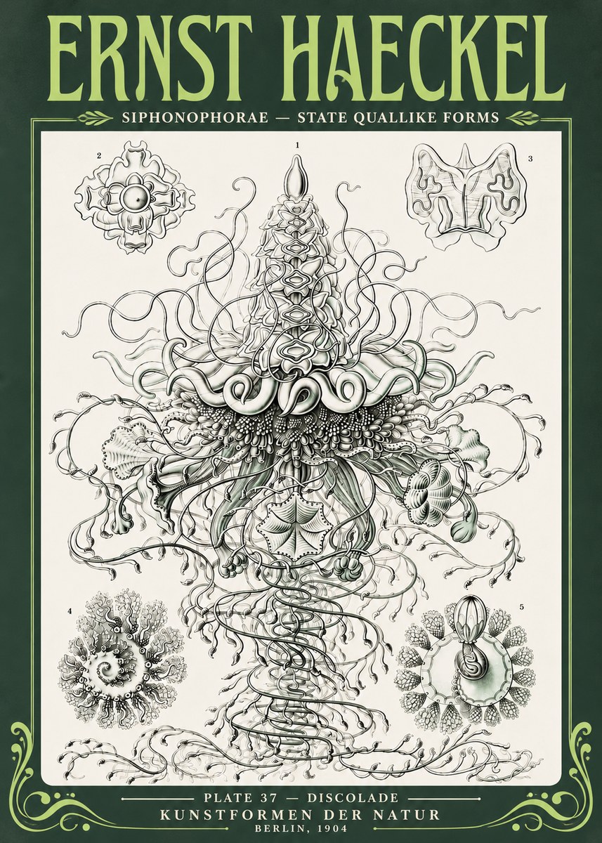 Ernst Haeckel Siphonophorae – State Quallike Forms No4 - Poster