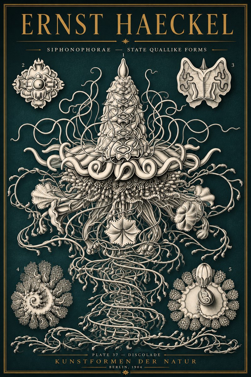 Ernst Haeckel Siphonophorae – State Quallike Forms No5 - Poster