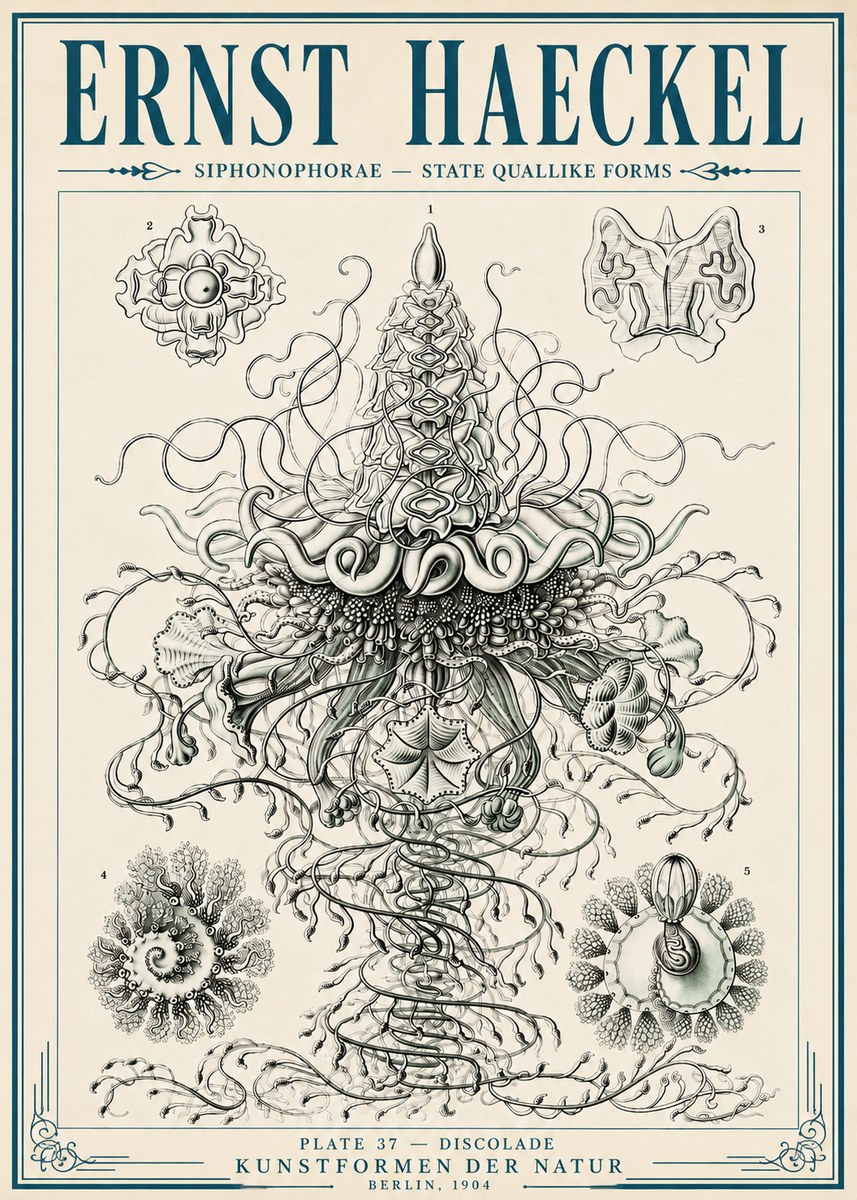 Ernst Haeckel Siphonophorae – State Quallike Forms No6 - Poster