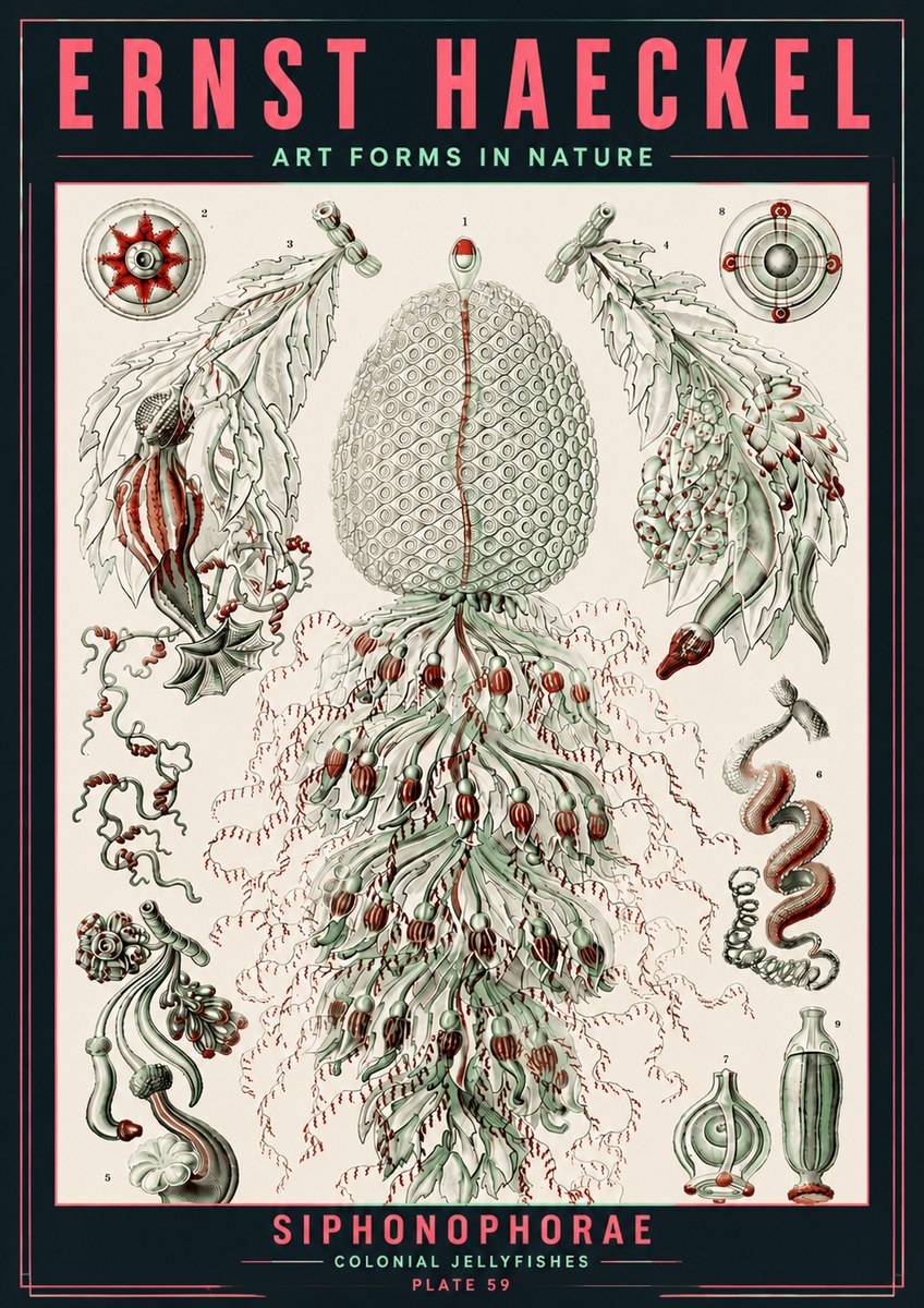 Ernst Haeckel Siphonophorae - State Colonies No6 - Poster