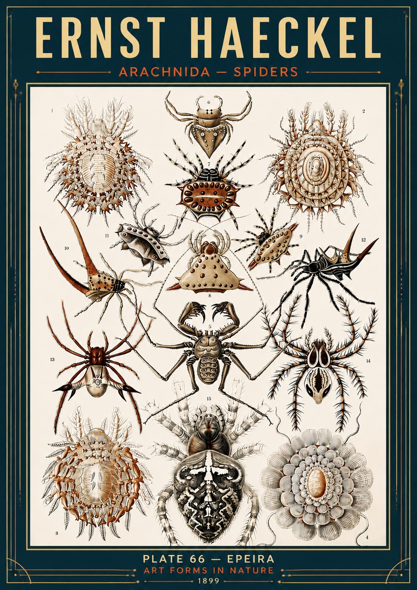 Ernst Haeckel Arachnida — Spiders No6 - Poster