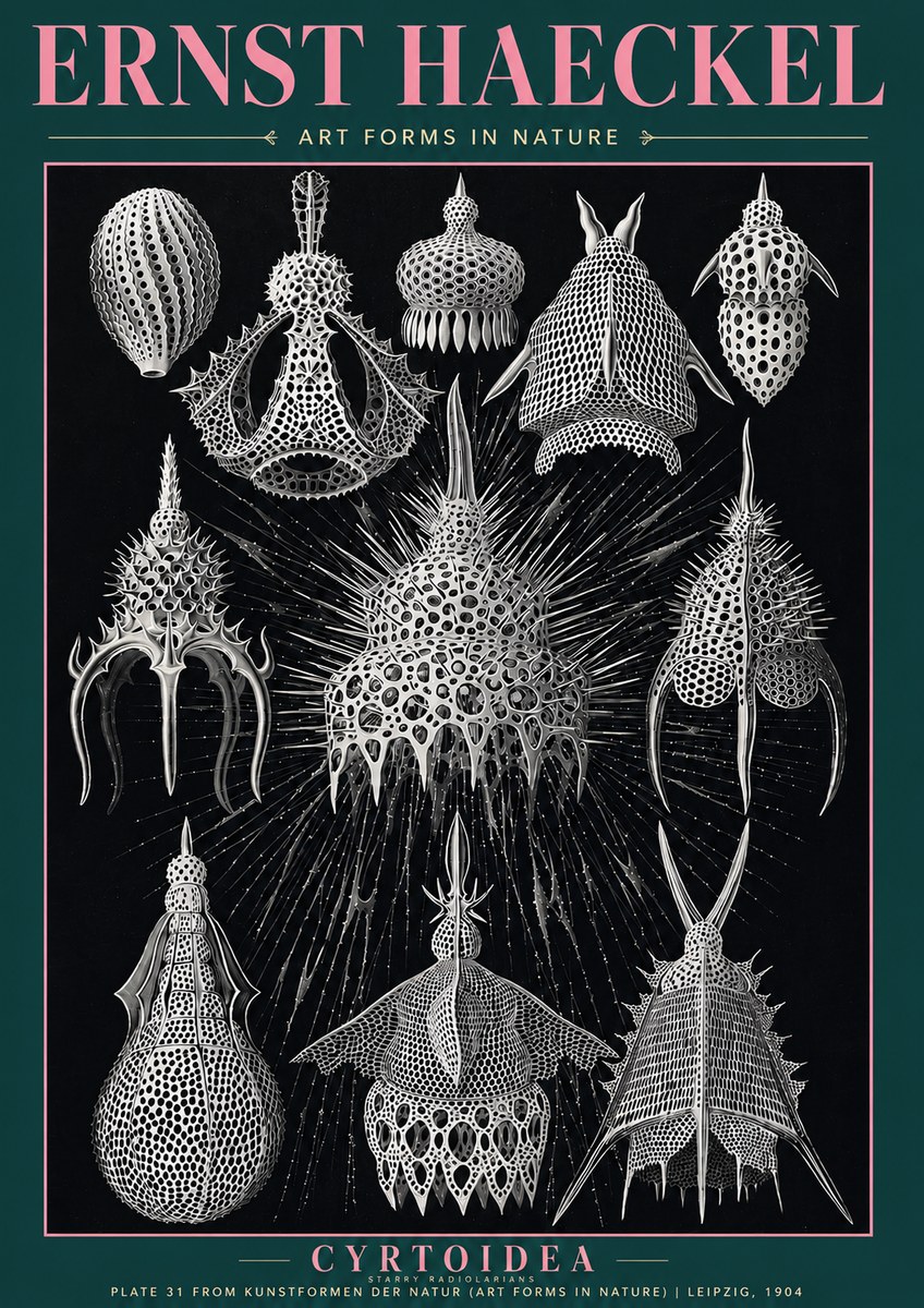 Ernst Haeckel Cyrtoidea - Starry Radiolarians No3 - Poster