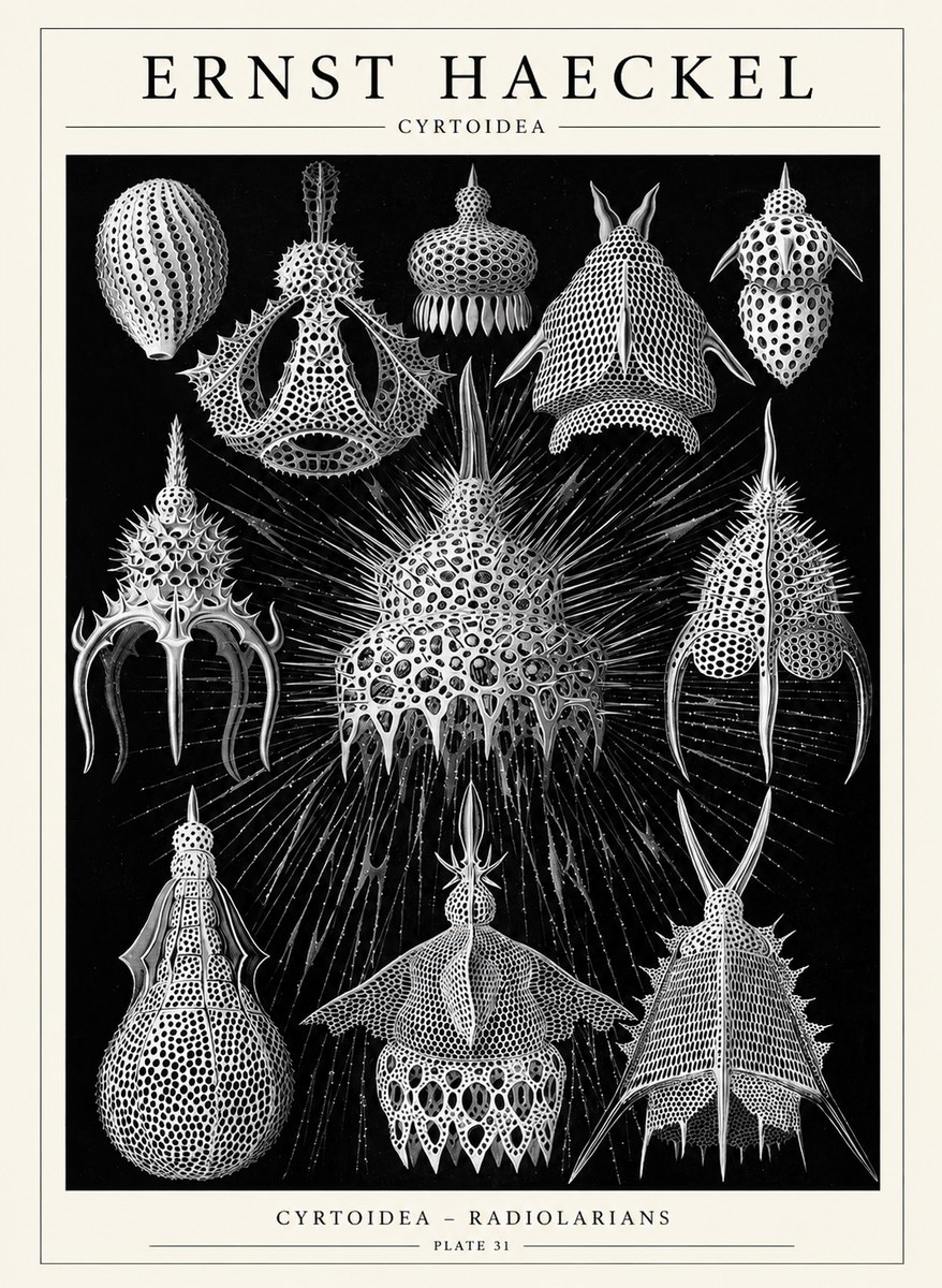 Ernst Haeckel Cyrtoidea - Starry Radiolarians No6 - Poster