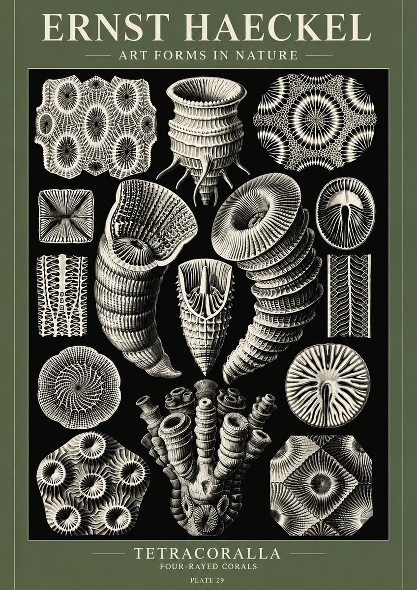 Ernst Haeckel Tetracoralla - Four-rayed Corals No6 - Poster