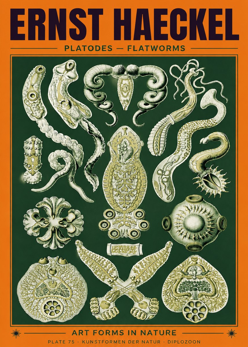 Ernst Haeckel Platodes – Flatworms No6 - Poster