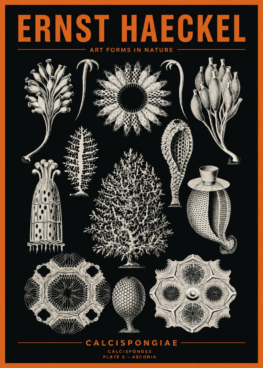 Ernst Haeckel Calcispongiae - Calcisponiges - Plate 5 - Asconia No2 - Poster