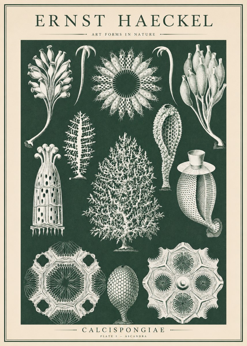 Ernst Haeckel Calcispongiae - Calcisponiges - Plate 5 - Asconia No6 - Poster