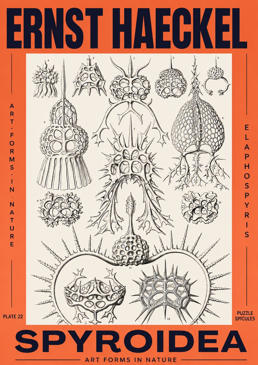 Ernst Haeckel Spyroidea - Puffball Radiolarians - Plate 22 No3 - Poster