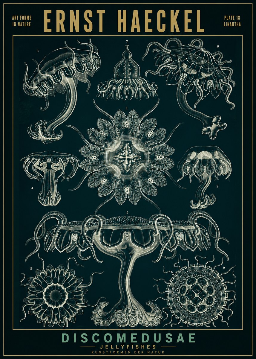 Ernst Haeckel Discomedusae. Jellyfishes. No2 - Poster