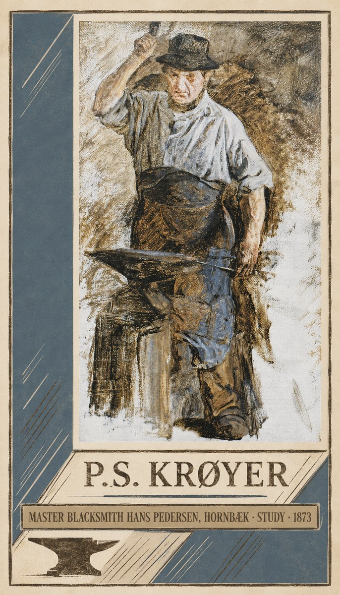 P.S. Krøyer Master Blacksmith Hans Pedersen, Hornbaek · Study · 1873 No3 - Poster