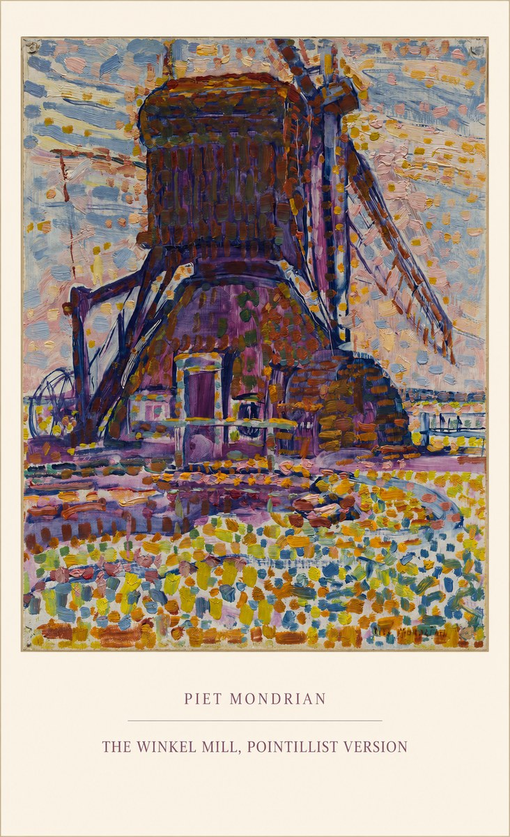 Piet Mondrian The Winkel Mill, Pointillist Version No5 - Poster